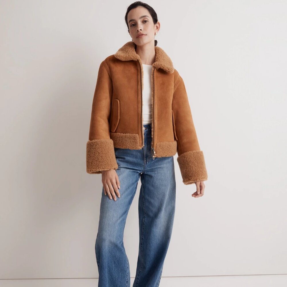 BNWT Sold Out Madewell Shearling Zip-Front Jacket Sz Medium